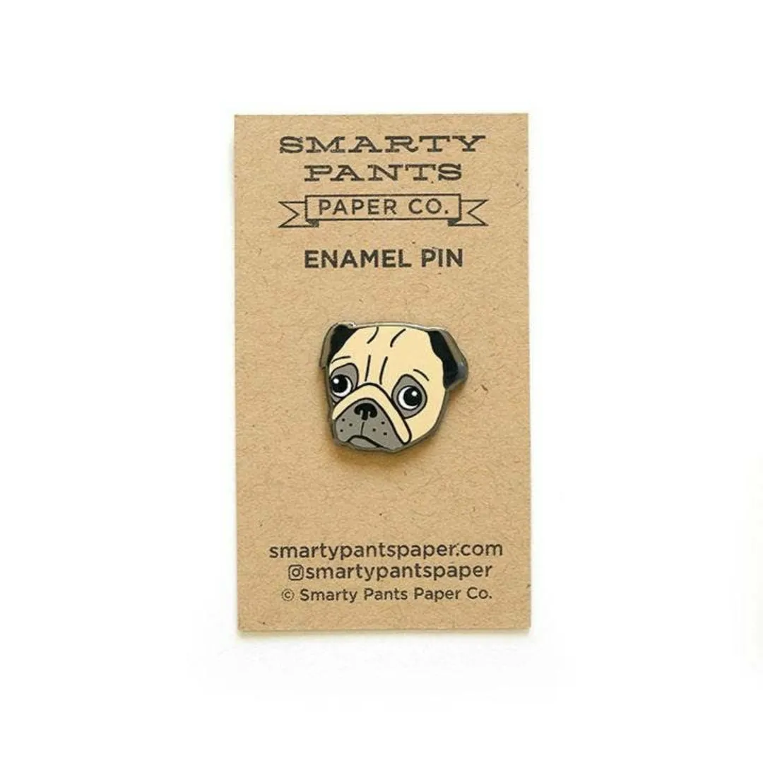 Pug Enamel Pin (Black or Fawn) - Smarty Pants Paper