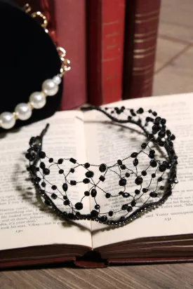 Regency Beaded Rhinestone Fascinator (Black)