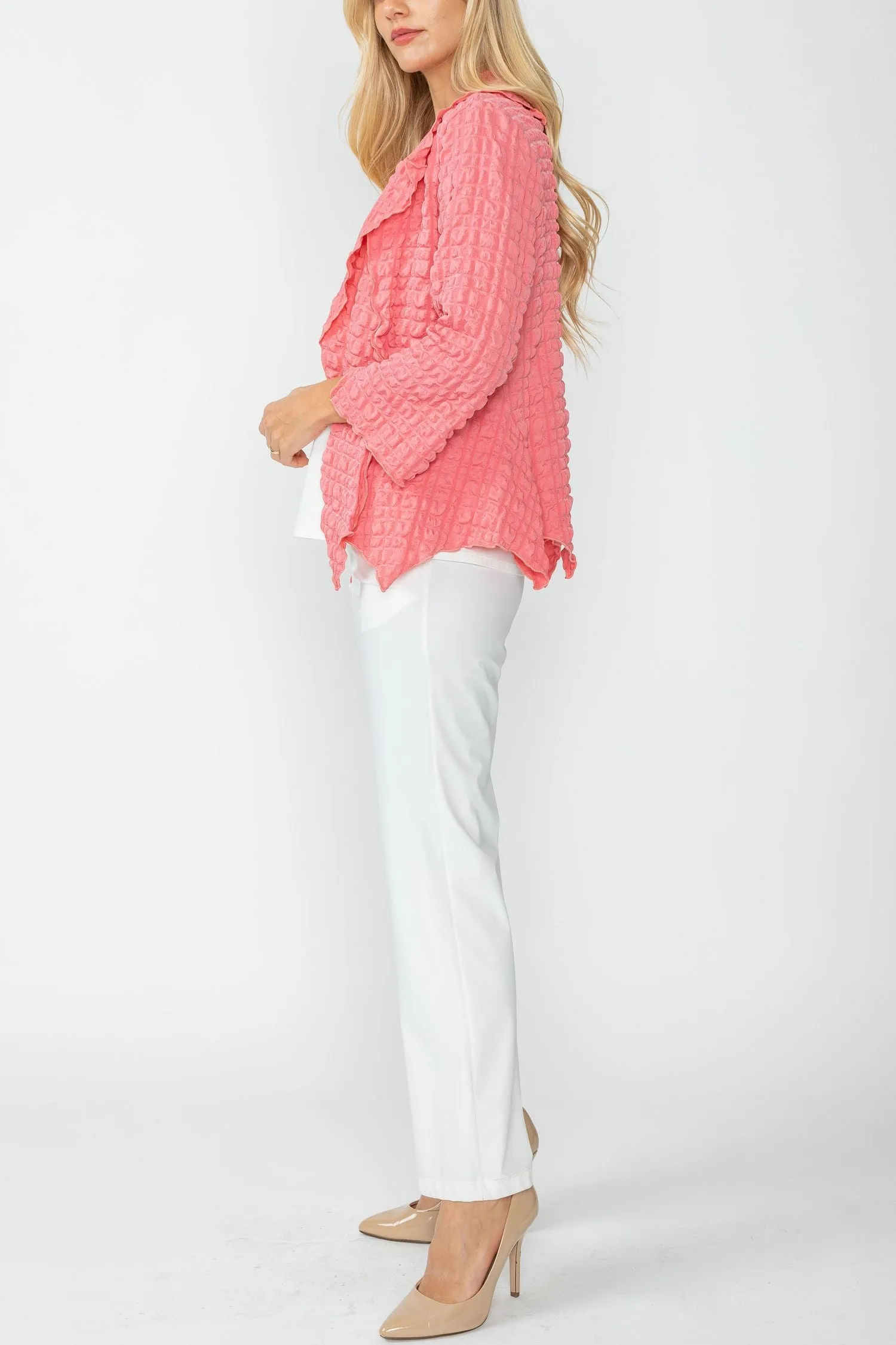 Rose Bubble Check Merrow Detail Open Jacket