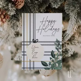 Rustic Farmhouse Christmas Plaid Business Thank You Card Canva Template