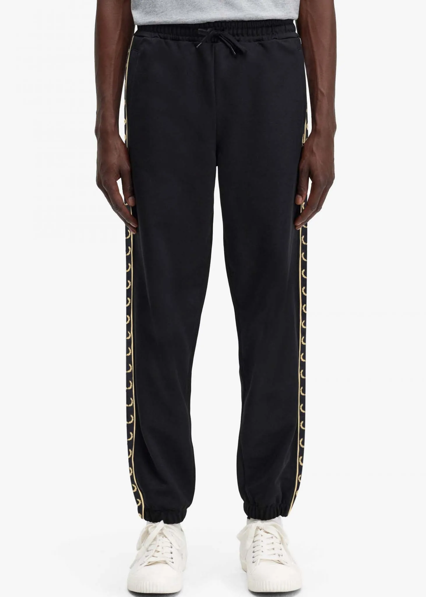 Seasonal taped track pant - black gold