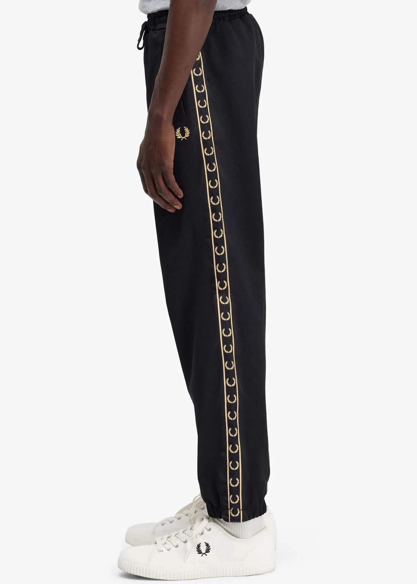 Seasonal taped track pant - black gold