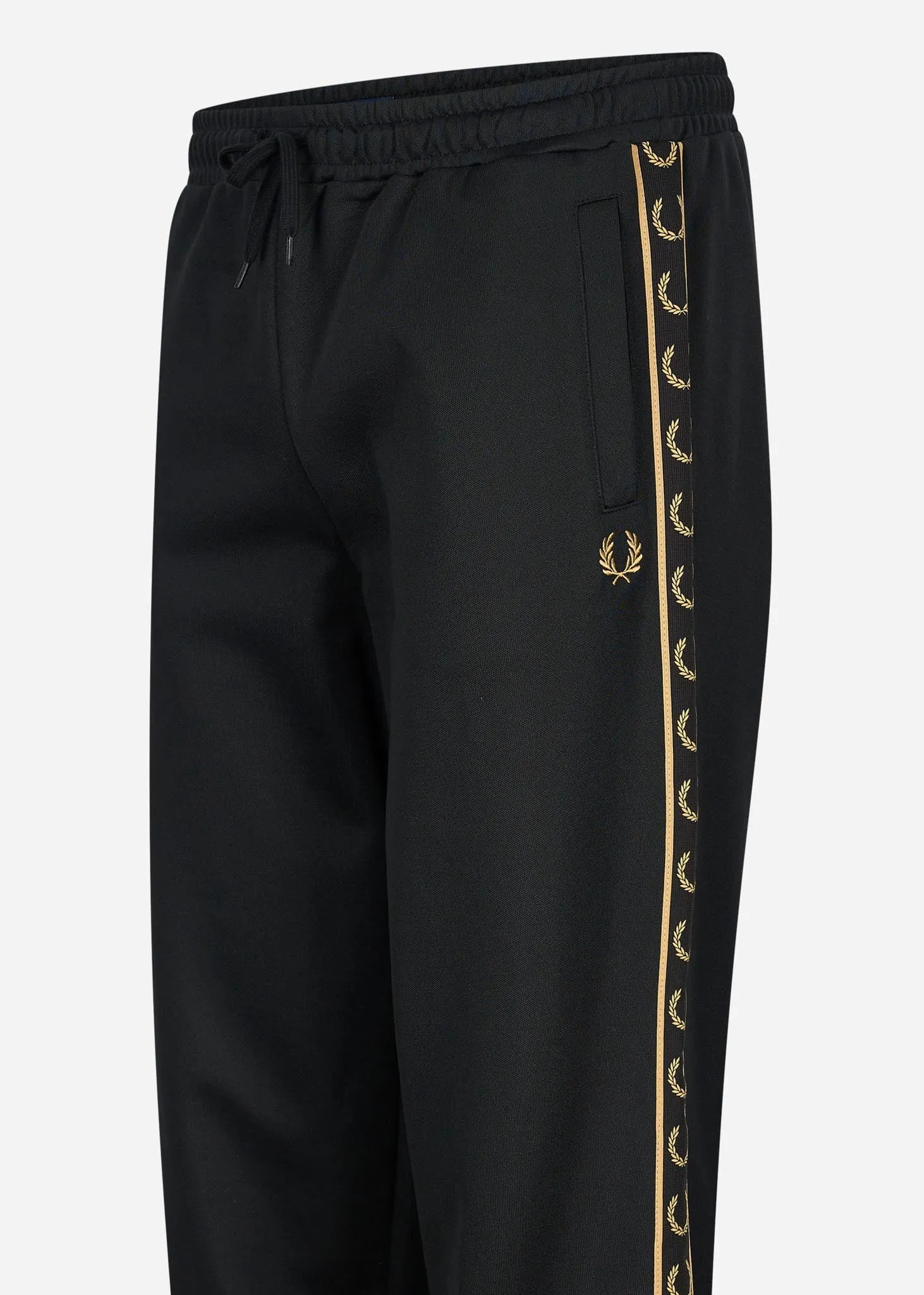 Seasonal taped track pant - black gold
