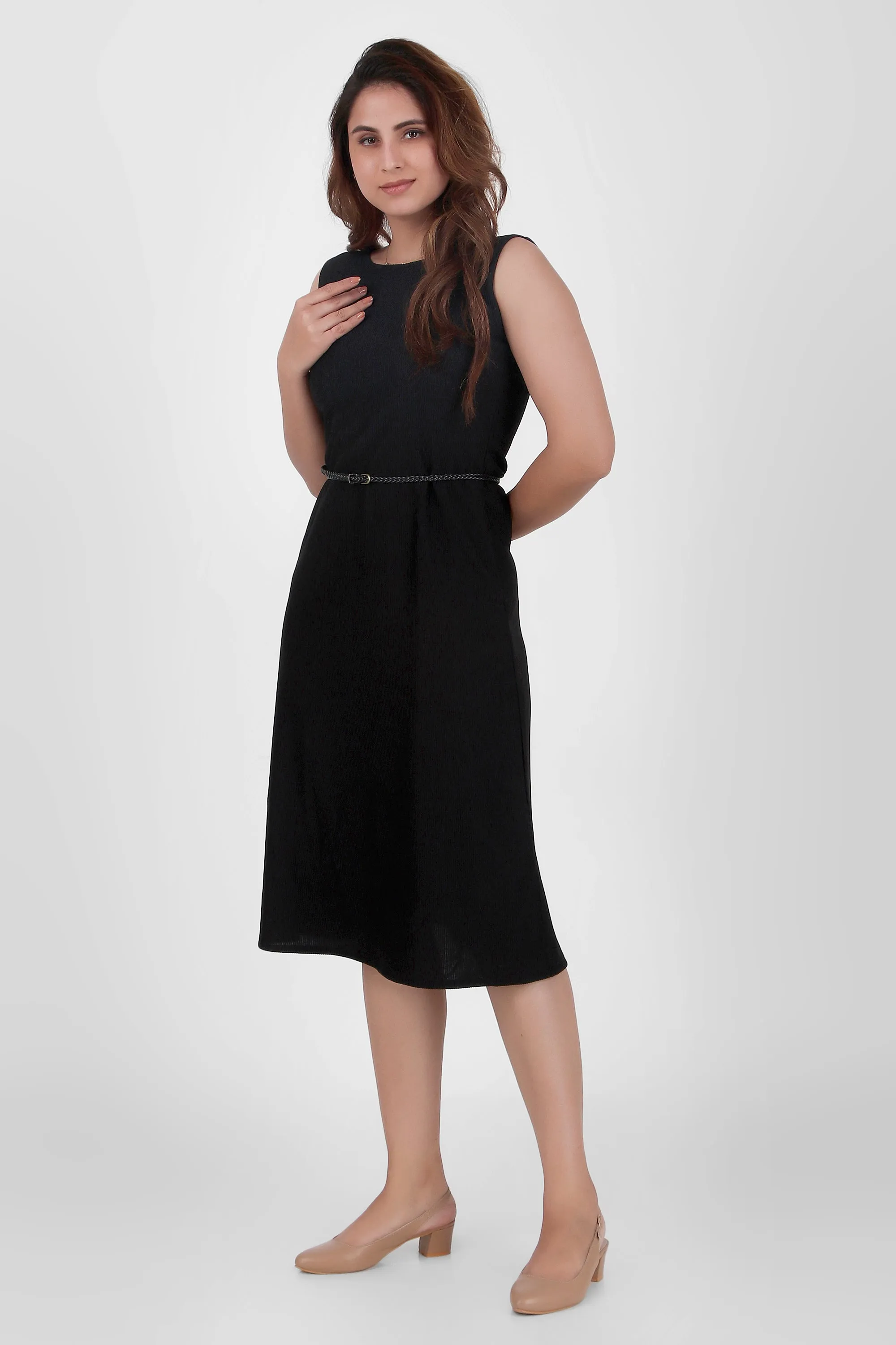 Serenity Formal Midi Dress, Black