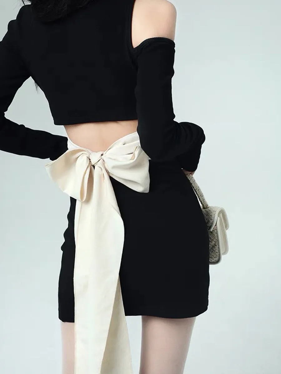 Sexy Knitted Bow Dress