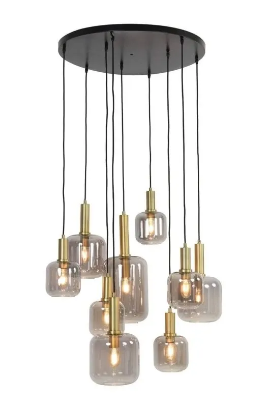 Smoked Glass 9 Pendant Ceiling Light