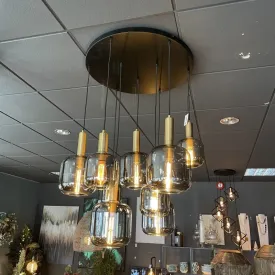 Smoked Glass 9 Pendant Ceiling Light
