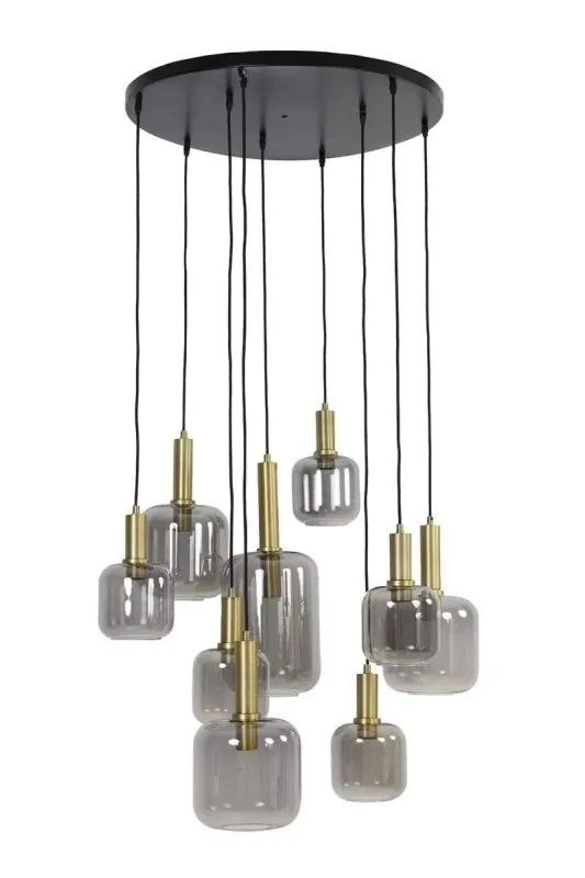 Smoked Glass 9 Pendant Ceiling Light