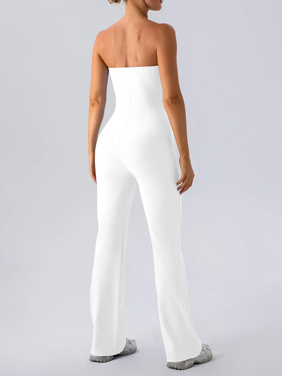 Strapless Plain Women Unitards Skin-Friendly Sleeveless Romper