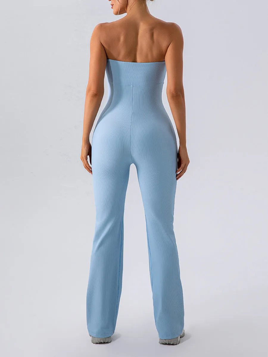 Strapless Plain Women Unitards Skin-Friendly Sleeveless Romper