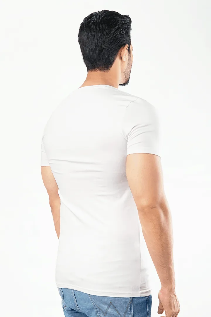 V-Neck Undershirt Cotton Lycra - (White)