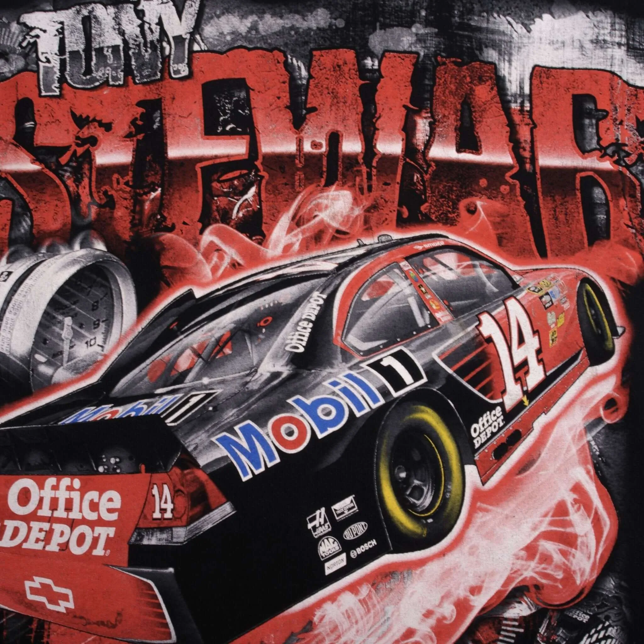 VINTAGE ALL OVER PRINT NASCAR TONY STEWART 2000S TEE SHIRT SIZE LARGE