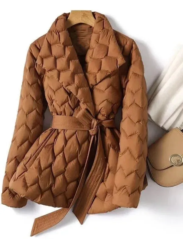 Water Wave Quilted Mid-Length Jacket