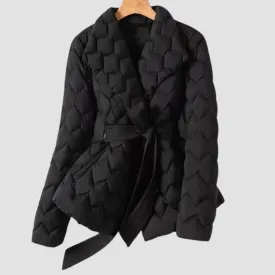 Water Wave Quilted Mid-Length Jacket