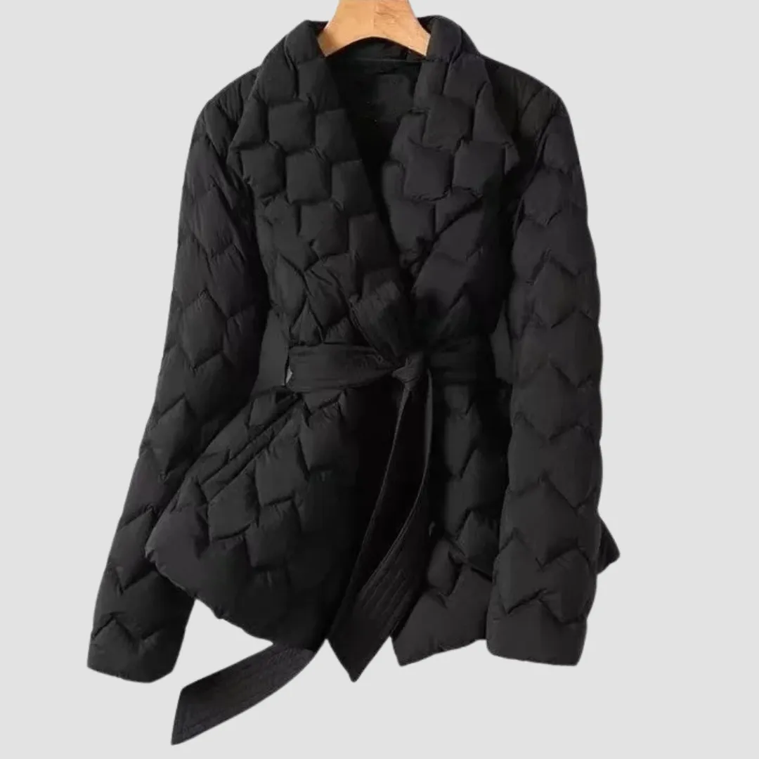 Water Wave Quilted Mid-Length Jacket