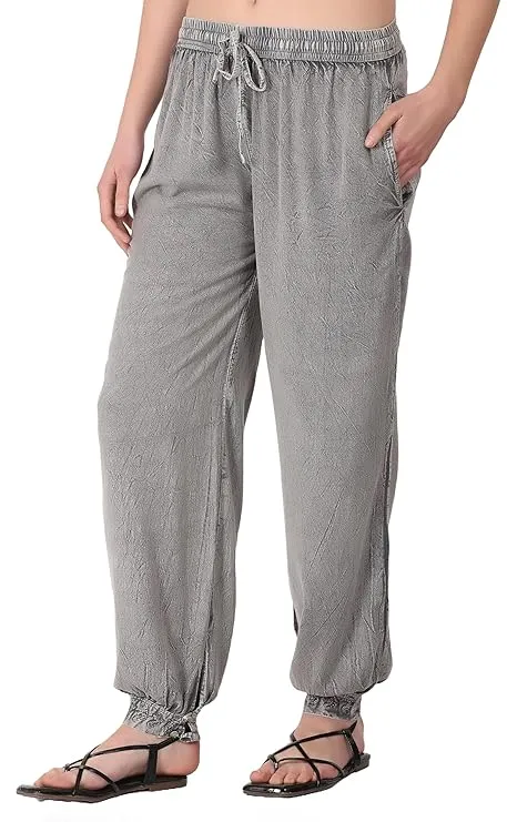 Whitewhale Womens Long Embroidered at the bottom Rayon Pajama/Trouser