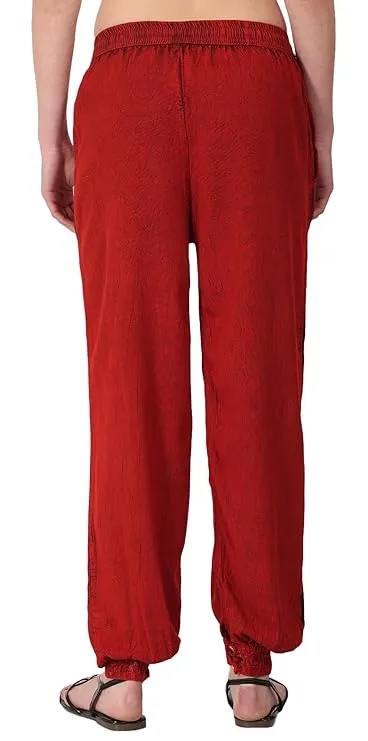 Whitewhale Womens Long Embroidered at the bottom Rayon Pajama/Trouser